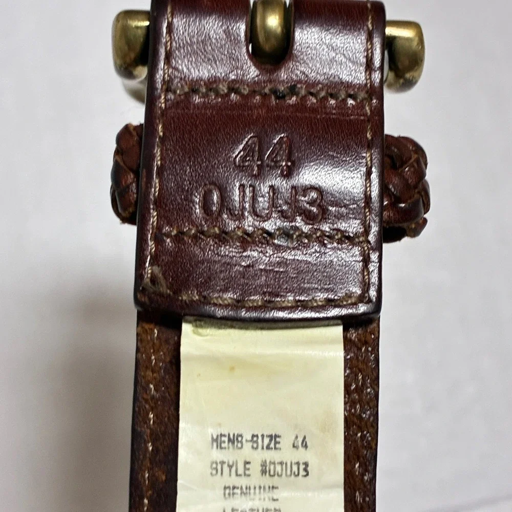 Vtg LL Bean Braided Leather Belt 44 Green Brown Heritage Preppy Gorpcore Y2K 90s